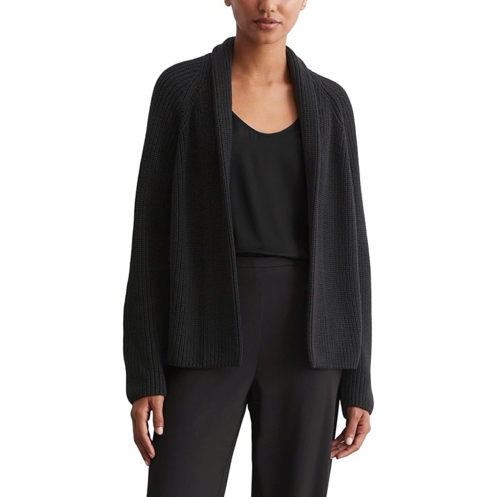 L.L. Bean Open Front Knit Cardigan in Black